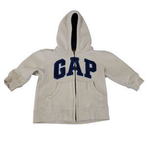 baby Gap White Long Sleeve Zip Up Logo Hoodie 2T